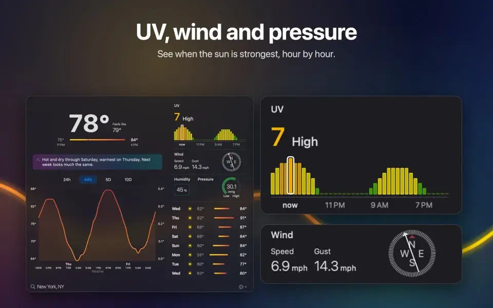 UV, wind and pressure